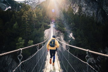 running man on bridge